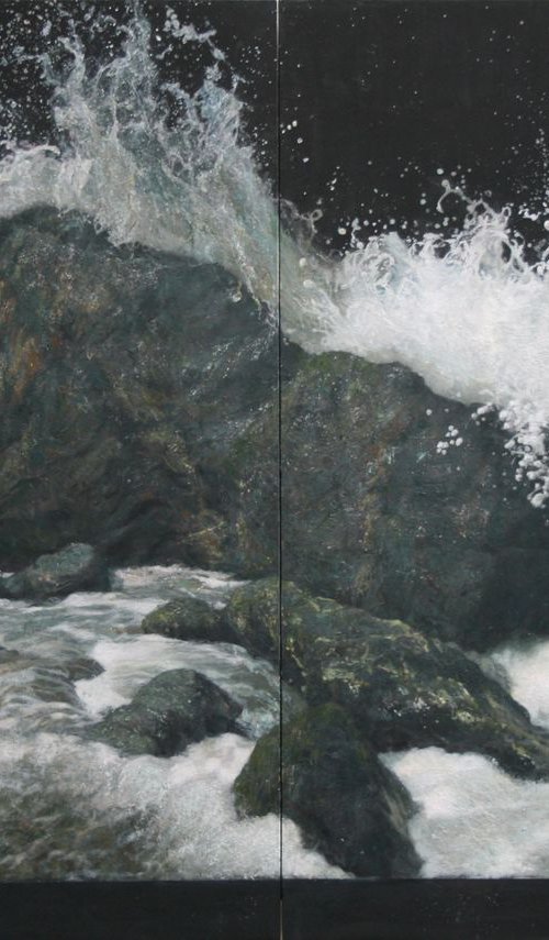 Wave Breaking Over Rock XXXII by Michael Corkrey