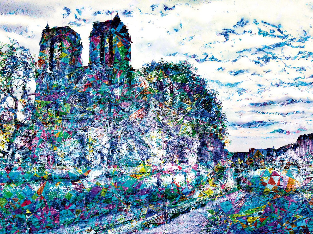 Bosquejos parisinos, Notre Dame/XL large original artwork by Javier Diaz
