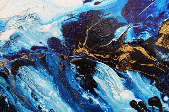 Iced Golden Sapphire 190cm x 100cm Textured Abstract Art
