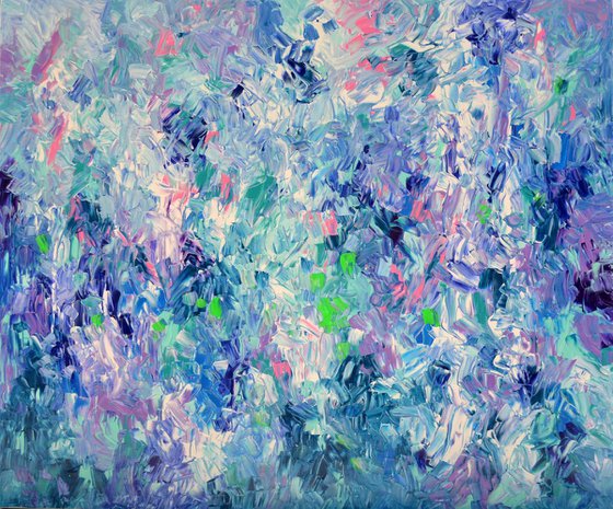 Camille in Giverny Garden - XXL 120x100 cm Big Painting, - Large Canvas Abstract Painting - Ready to Hang, Canvas Wall Decoration