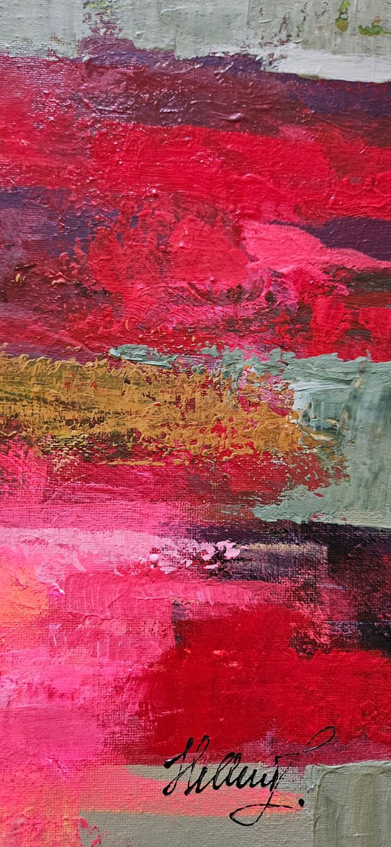 Poppies in Passing. Large abstract landcape