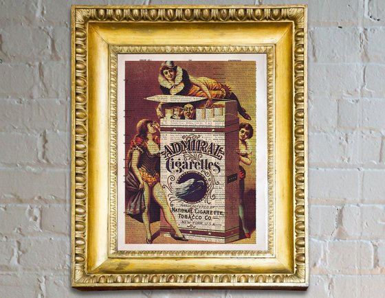 Admiral Cigarettes - Collage Art Print on Large Real English Dictionary Vintage Book Page