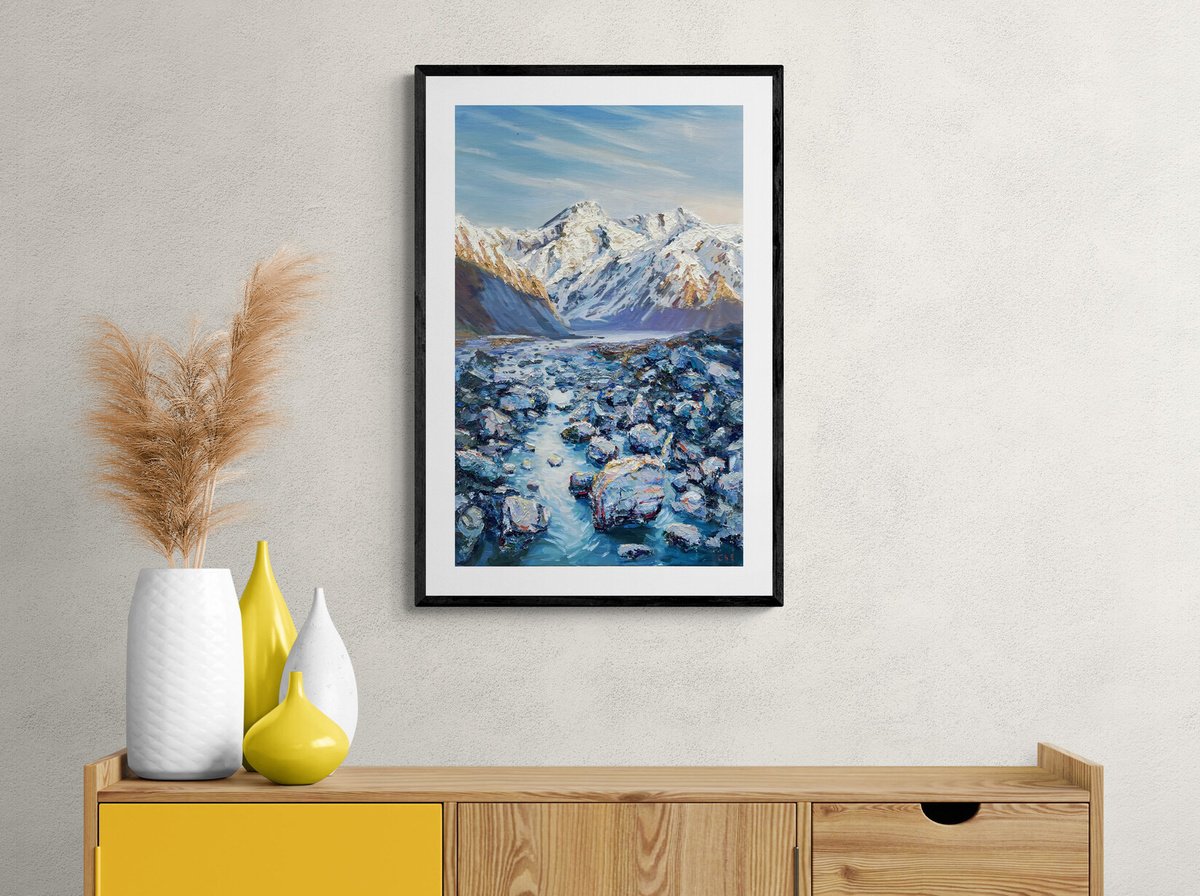 Impressionistic Landscape Oil Painting By Evgeny Chernyakovsky, 20 X 31, Alpine Mountains, Original Artwork