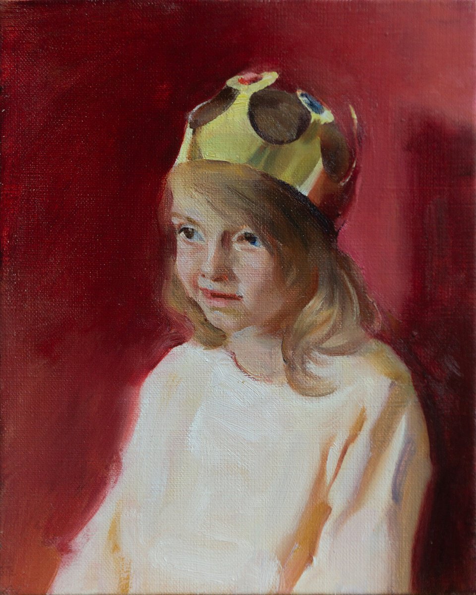 Impressionistic Portrait Oil Painting By Anastasia Borodina, 7 X 9, Like A Princess - Original Figurative Art, Original Artwork