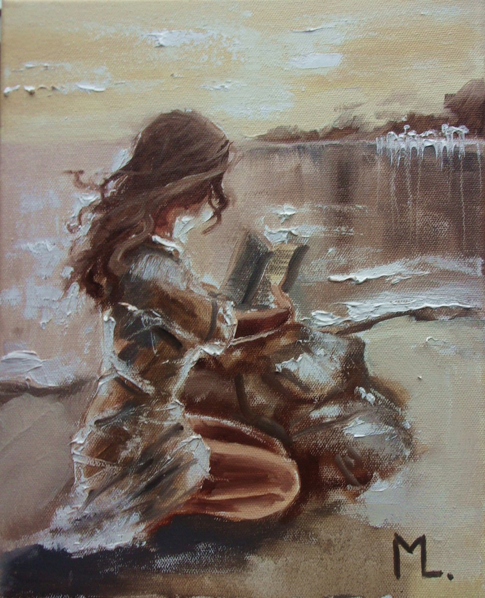 Expressive Oil Painting , Beach Girl New Story By Monika Luniak, 9 X 12, Artwork For Sale On Artfinder