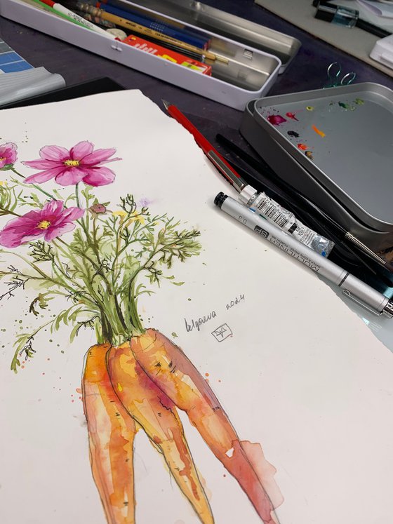 Carrots and flowers