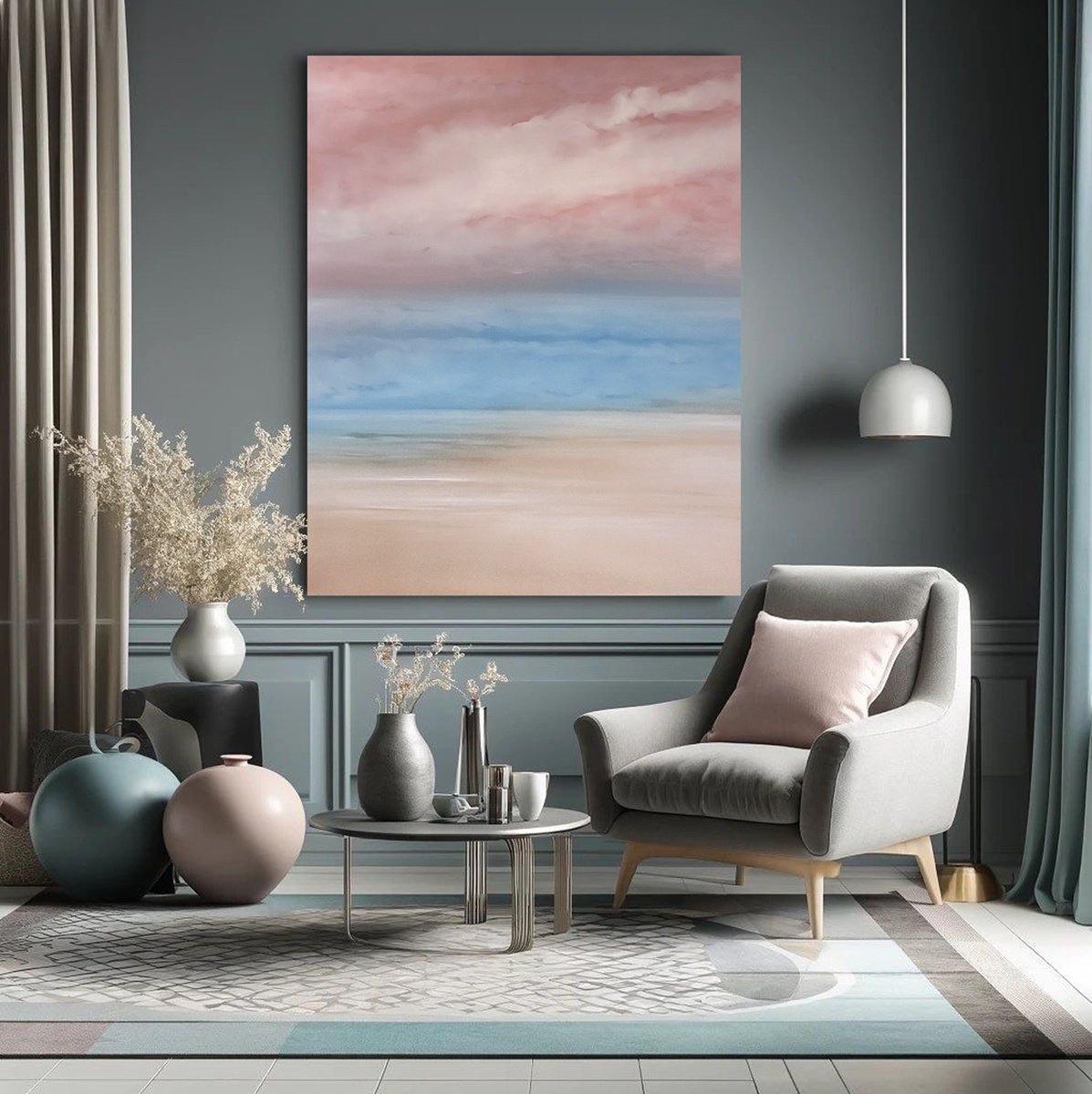 Surrealistic Landscape Oil Painting By Larissa Uvarova, 39 X 51", Deep Inside #43, Original Artwork