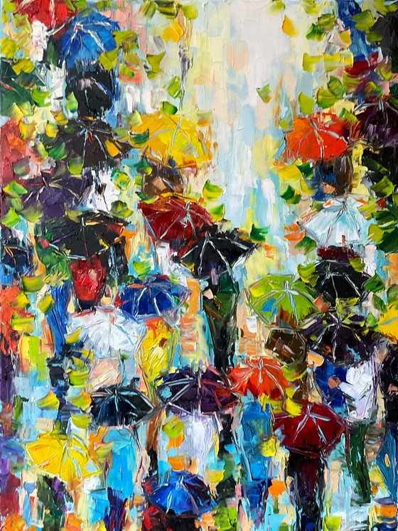 Spring umbrellas. Color mood