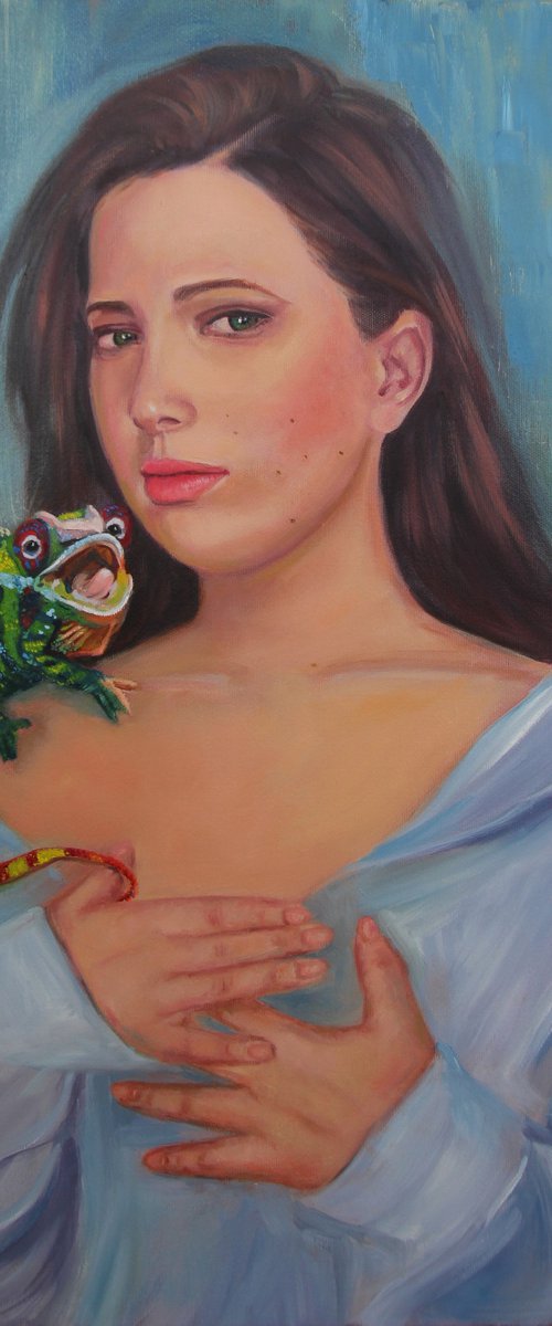 Girl with iguana portrait  "My inner self" by Jane Lantsman