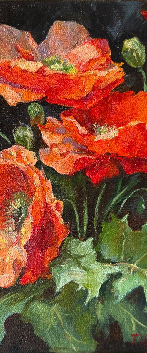 Poppies: Flame II (Left Panel) by Daria Yablon-Soloviova
