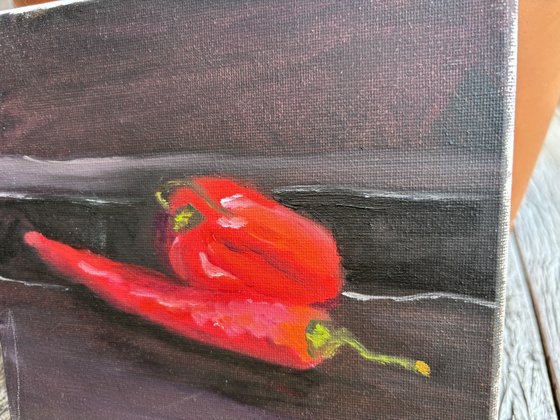 Still life with red peppers