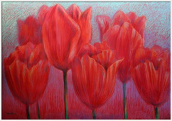 Red Tulips on Red
