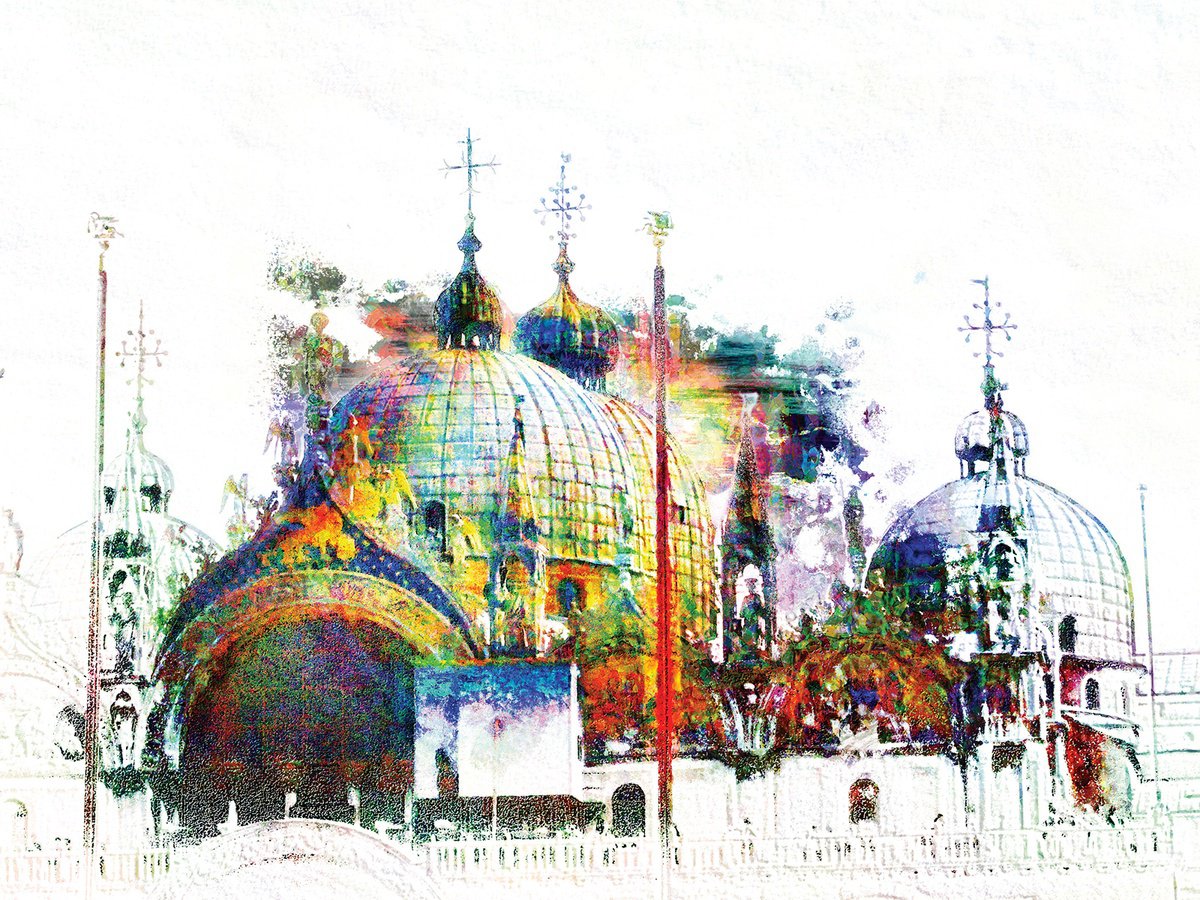 Colores, Basilica de San Marcos/XL large original artwork by Javier Diaz