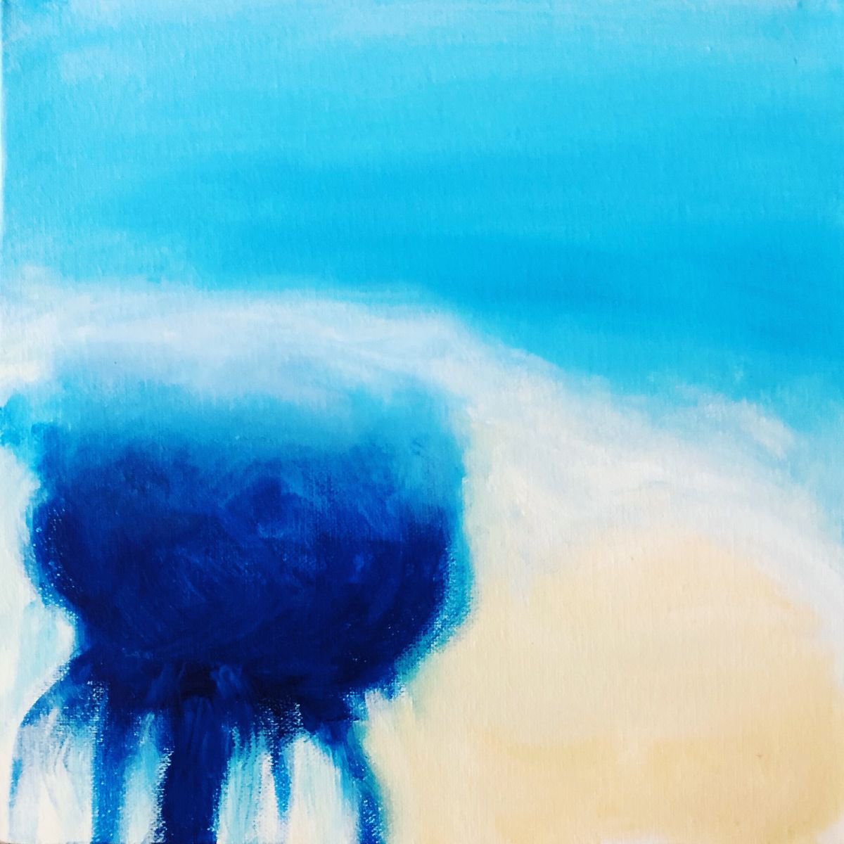 Expressive Landscape Acrylic Painting By Shabs Beigh, 12 X 12", Seascape, Original Artwork