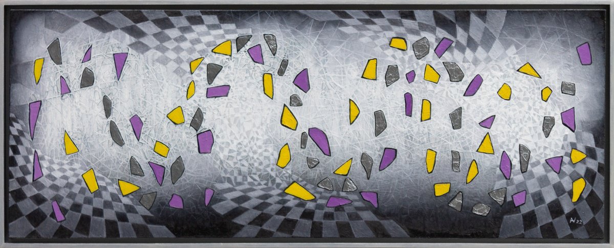 Abstract Oil Painting By Oleksii Vylusk, 53 X 21", Three Spirals, Original Artwork