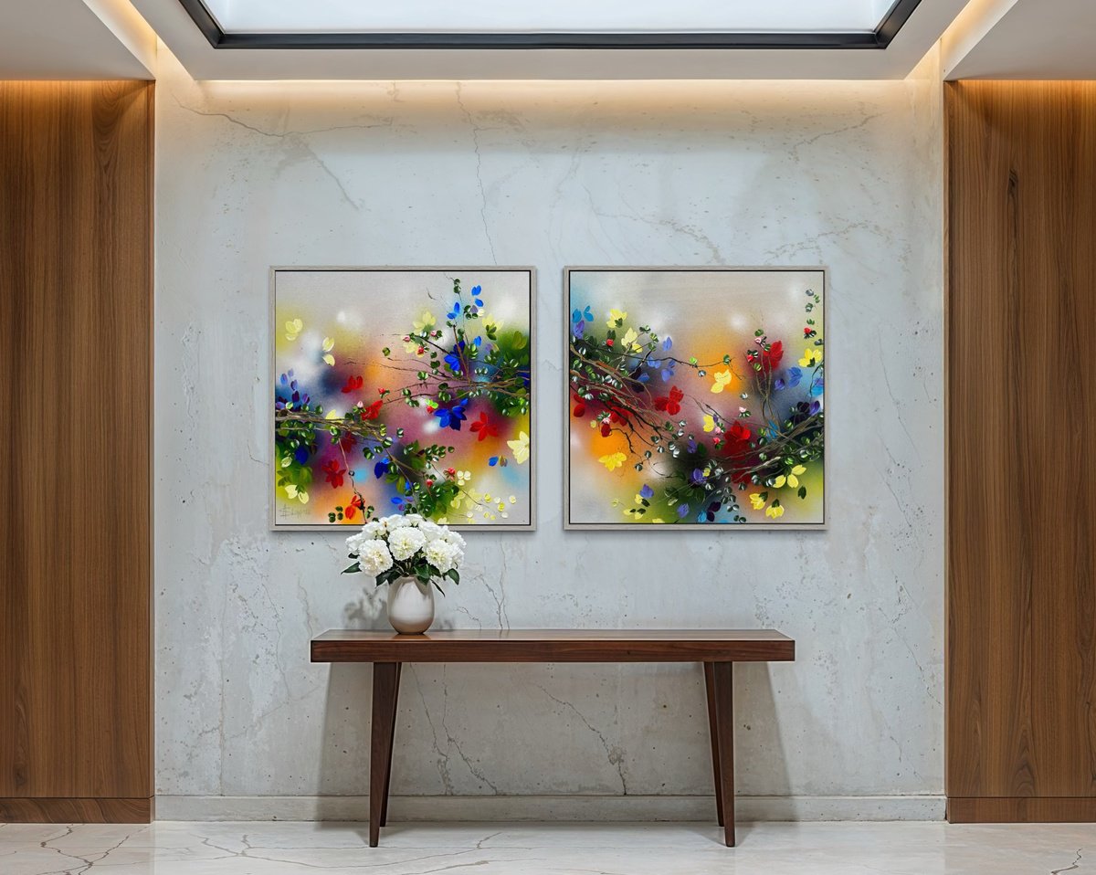 Between Light And Bloom - Diptych By Anastassia Skopp, 71 X 35, Artwork For Sale On Artfinder