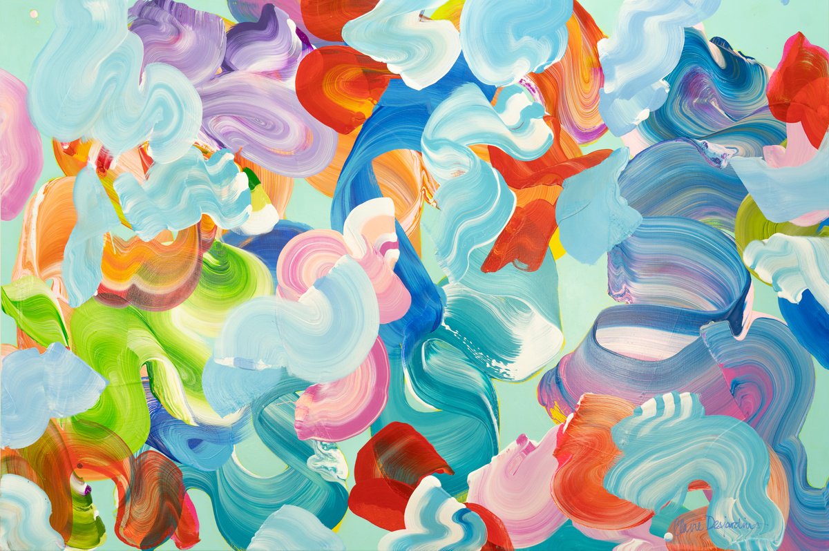 Abstract Acrylic Painting By Claire Desjardins, 72 X 48, Home Is Where The Art Is, Original Artwork