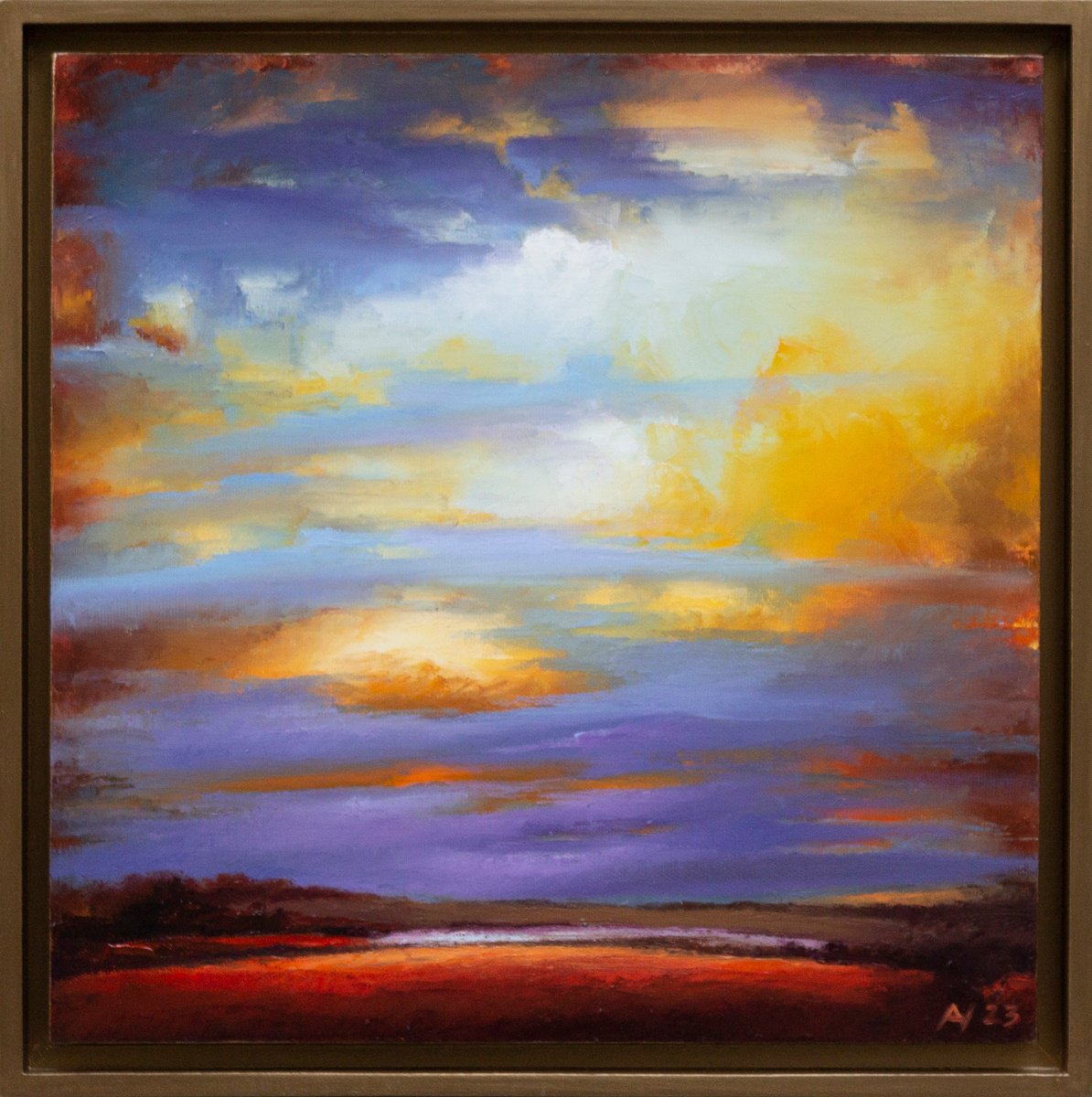 Abstract Landscape Oil Painting By Oleksii Vylusk, 17 X 17", Abstract Landscape 37, Original Artwork