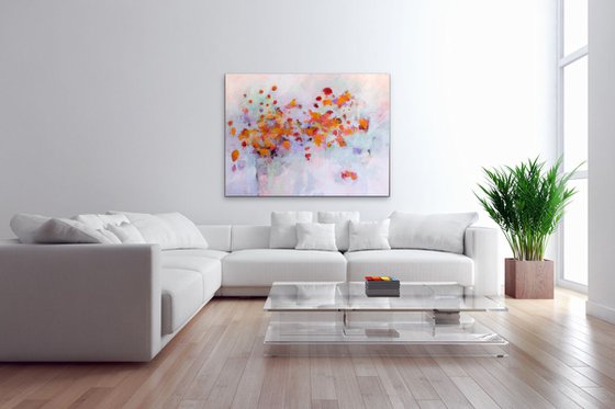 Le bonheur est tout près - Original mixed-media abstract painting on canvas - Ready to hang