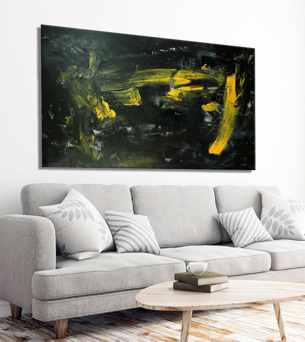 Abstract Oil Painting By Hugh Abernethy, 60 X 36, Jahv, Original Artwork