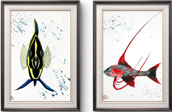 Diptych Exotic Colorful fish