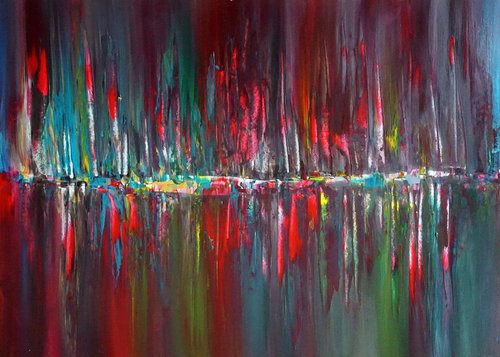 Red Flames Multi Colored Shore by Richard Vloemans