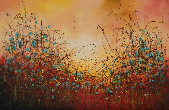 Dream Land #2 - Super sized original abstract floral landscape