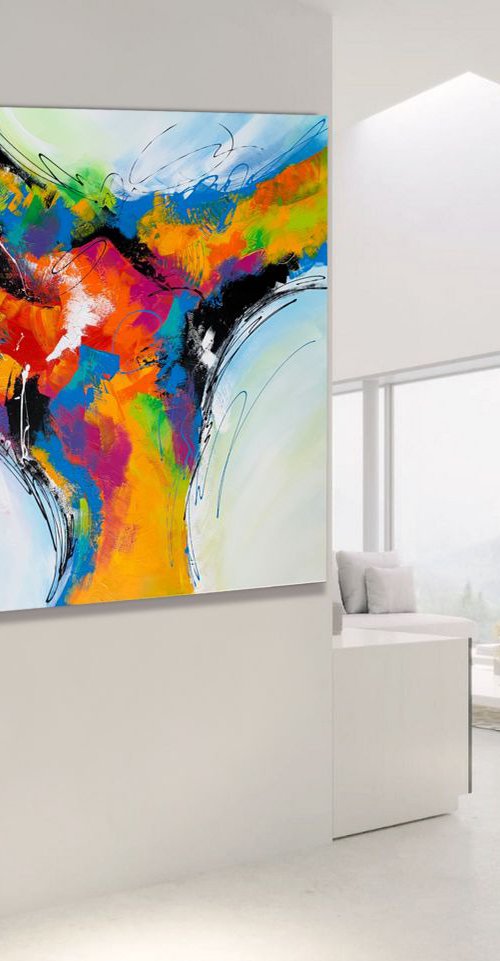Mind Games  - XL LARGE,  COLORFUL,  ABSTRACT ART – EXPRESSIONS OF ENERGY AND LIGHT. READY TO HANG! by Julijana Ravbar
