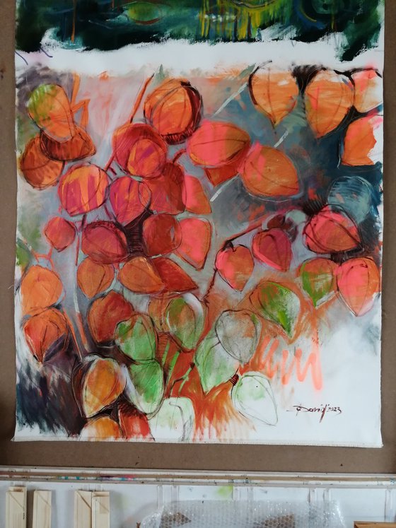 Lampion flower - Alkekengi oil painting