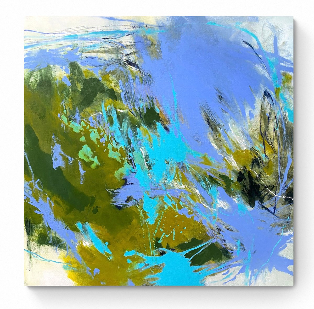 Expressive Abstract Acrylic Painting By Cristina Dalla Valentina, 31 X 31, Wind On The Island, Original Artwork