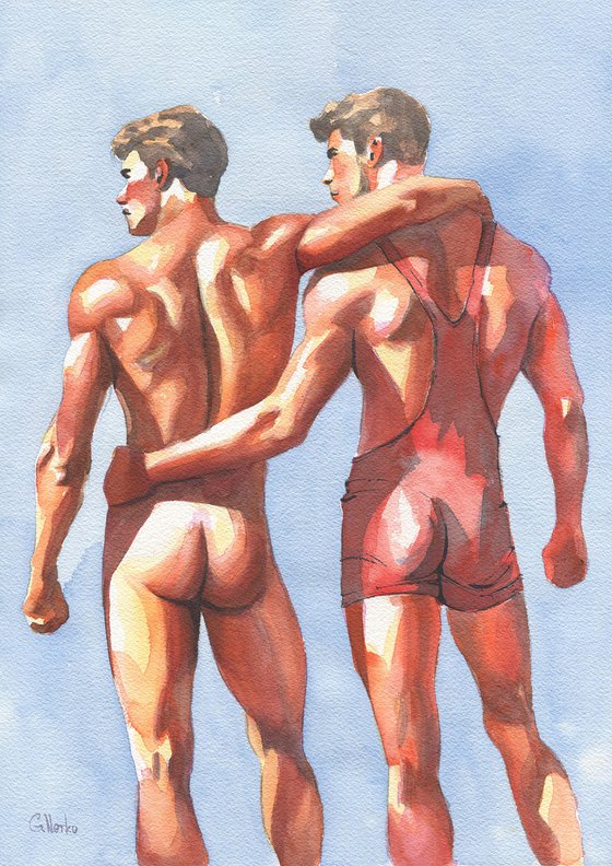 Wrestlers - Male nude