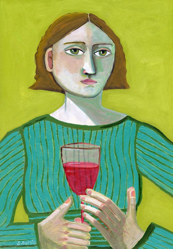 Lady with Red Wine Quirky