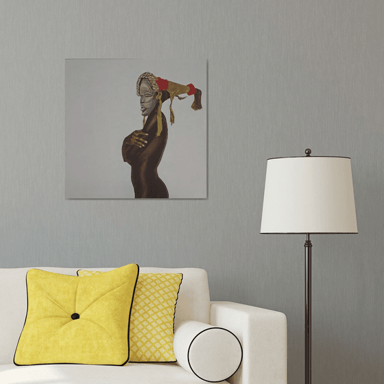 Mujer africana con máscara.