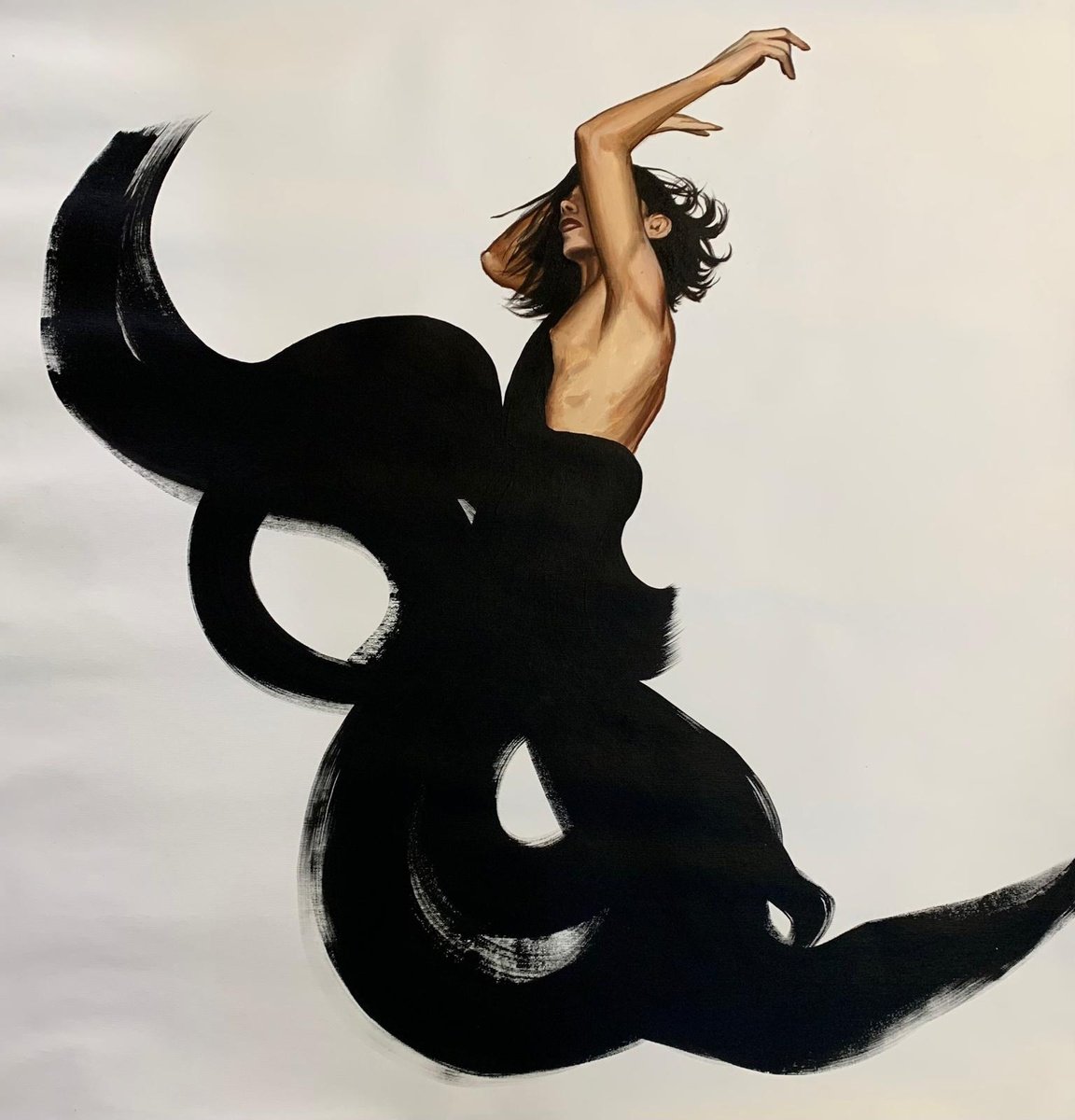 Expressive Oil Painting , - ? Diving Into The Night - ? By Anzhelika Klimina, 39 X 39, Artwork For Sale On Artfinder