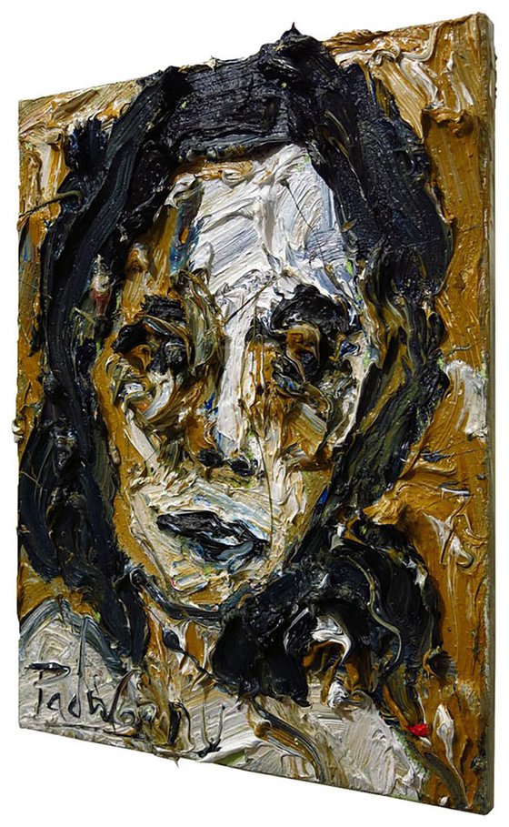 Original Oil Painting Portrait Expressionism Abstract Outsider Signed