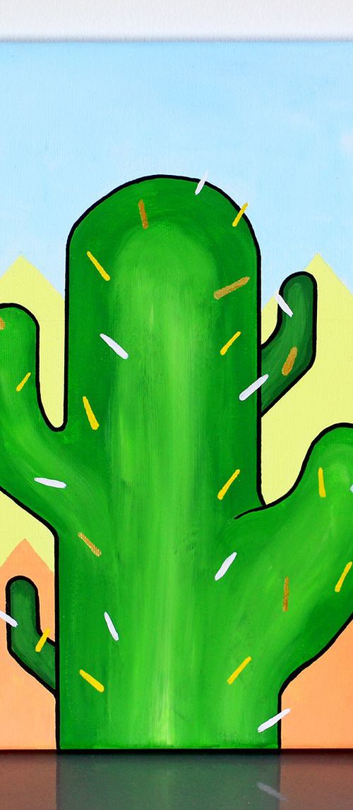 Cactus Number Two - Pop Art Painting On Canvas by Ian Viggars