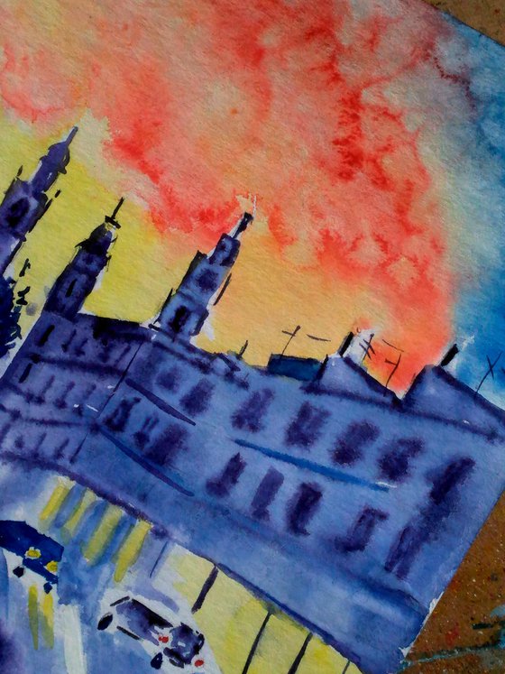 Lviv Watercolor painting