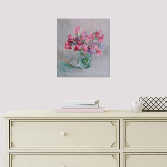 Sweet pea. Original oil painting.