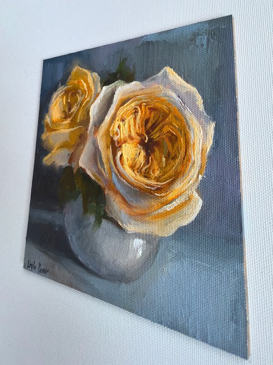 White roses still life