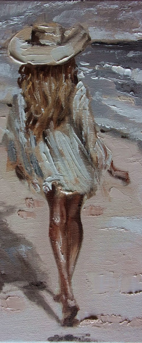 " LOST PLACES ... " original painting SEA spring palette knife GIFT by Monika Luniak