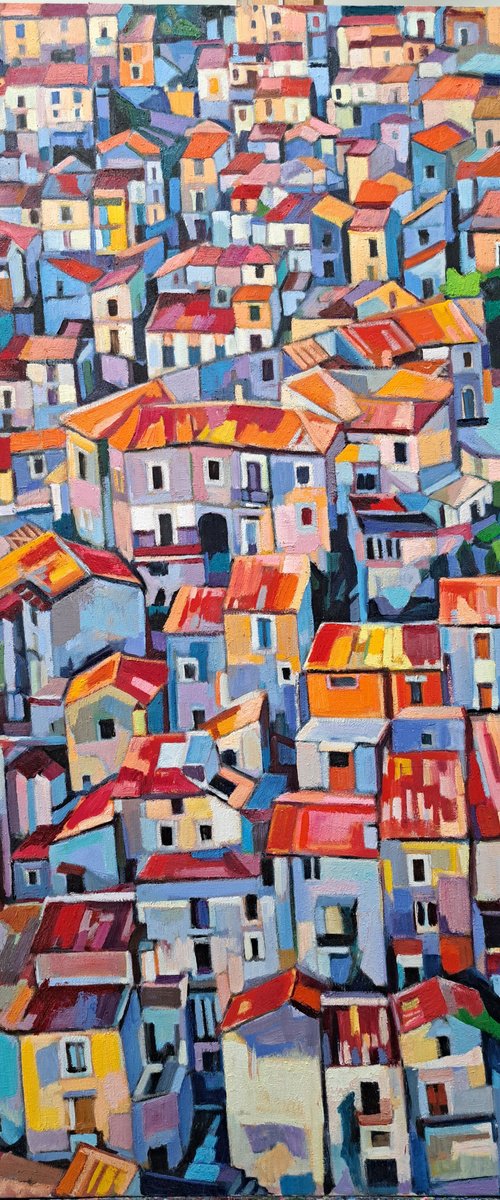 Roofs, 2023, 60 x130 cm by Maja Đokić Mihajlović
