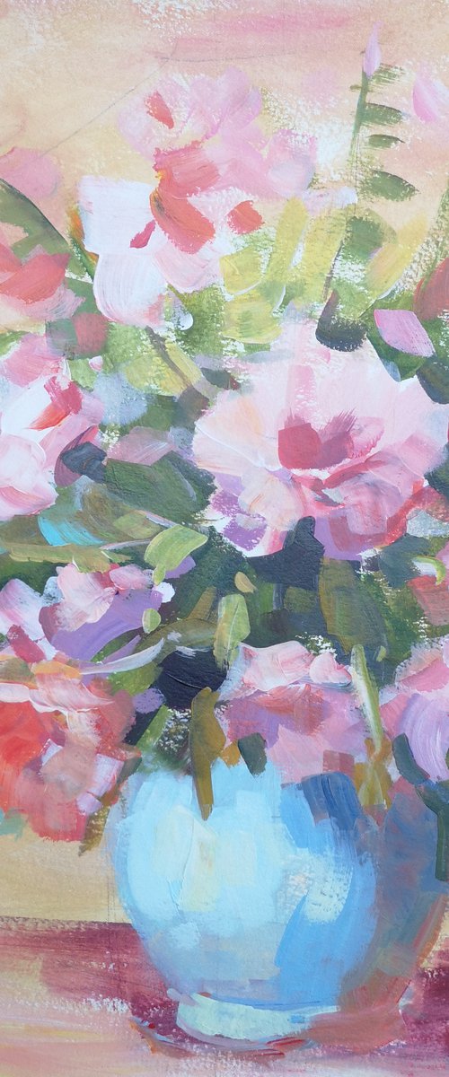 "Summer flowers" (acrylic on paper painting) (11x15×0.1'') by Alexander Koltakov