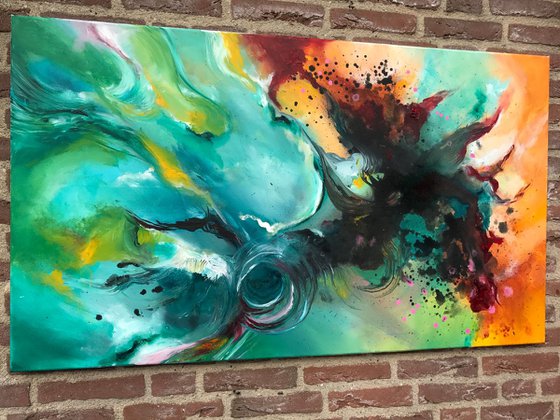 " Coming out of the dark " ?/ XXL Large abstract painting / 70x120cm (28x48")