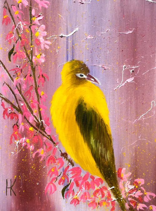 Goldfinch original oil painting by Halyna Kirichenko