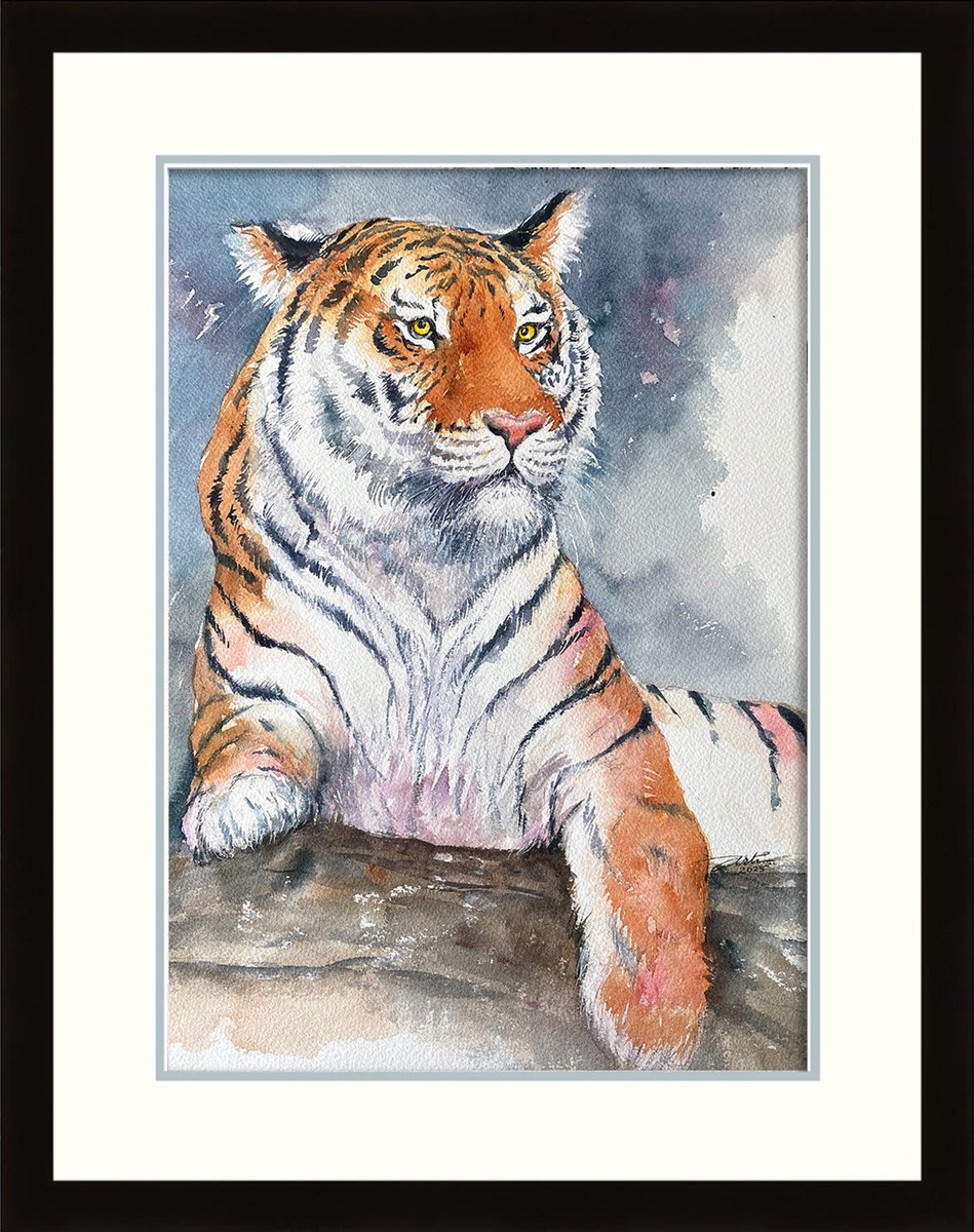 Photorealistic Animal Watercolour By Arti Chauhan, 13 X 17, Bengal Majesty-Tiger, Original Artwork