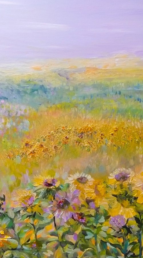 The Sunflower Fields of San Gimignano by Lesley Blackburn