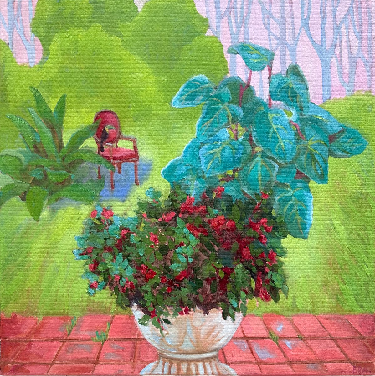 Surrealistic Oil Painting , Green Space Of Nature By Anna Bogushevskaya, 20 X 20, Artwork For Sale On Artfinder