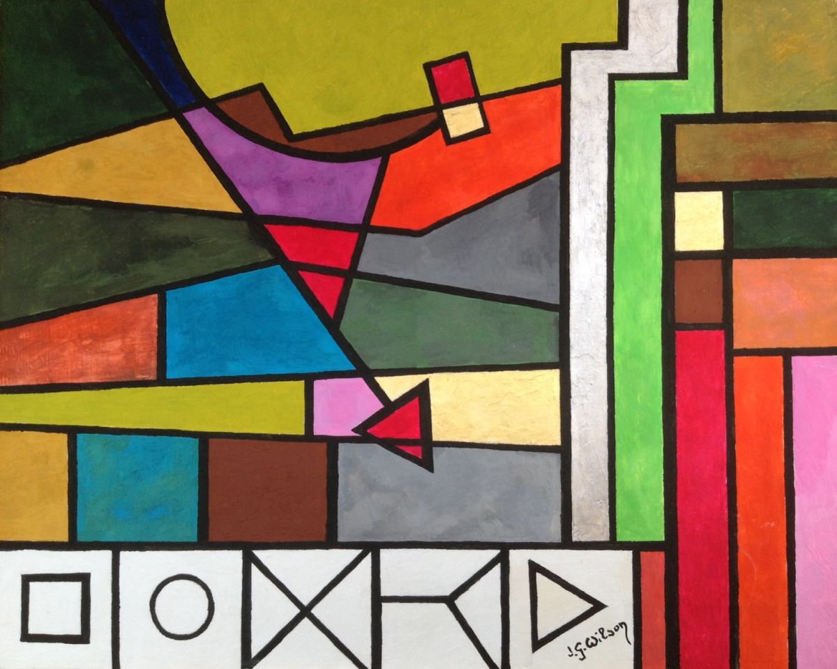 Abstract Oil Painting By Jg Wilson, 12 X 10, Spring Geometry N. 3, Original Artwork