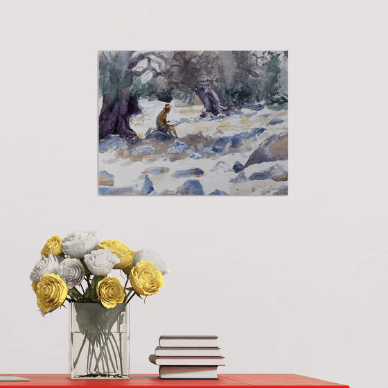 Painter In the olive grove