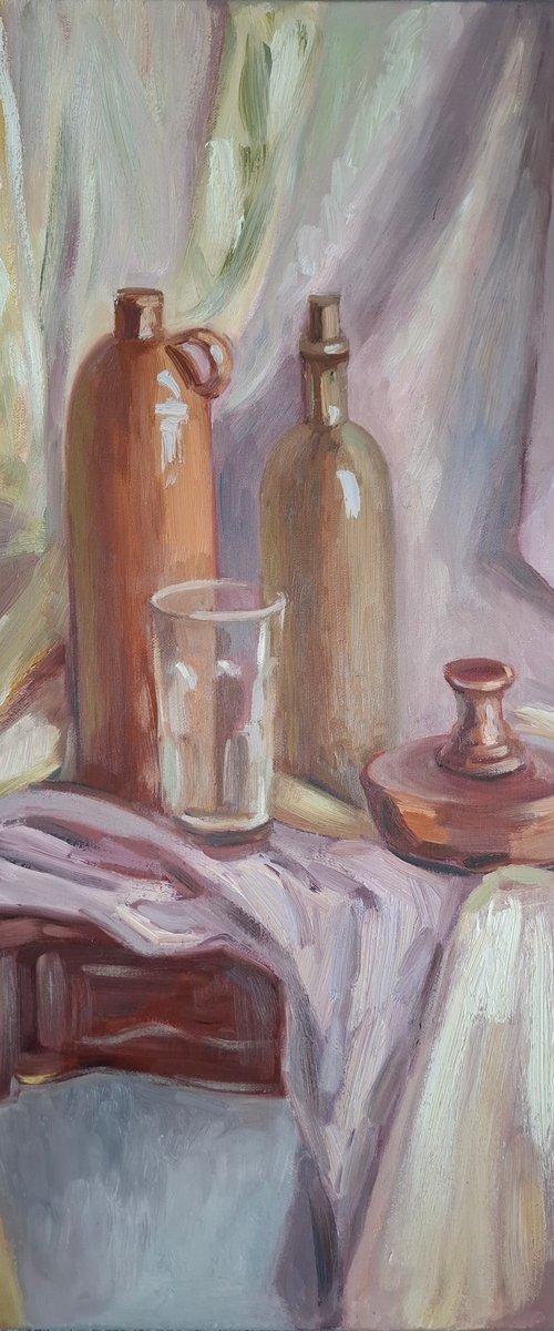 Still-life with bottles by Olena Kolotova